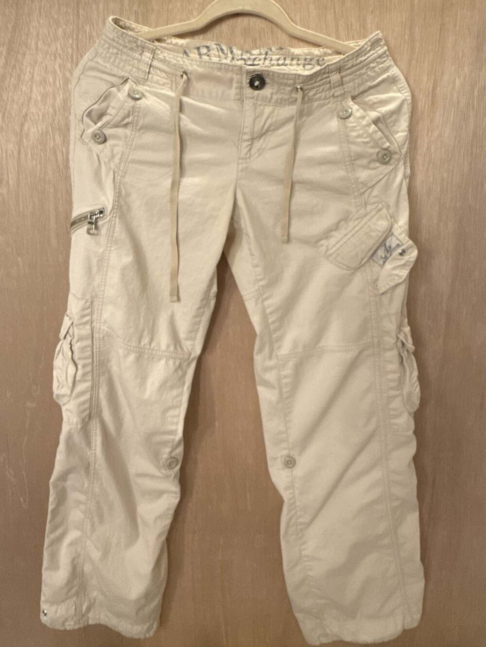 Y2K Armani Exchange Cream Multi-Pocket Cargo Pants
